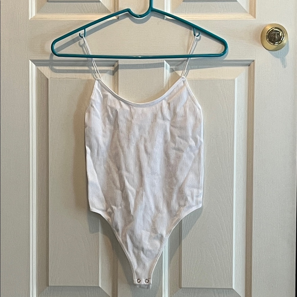 Girls' White Ribbed One-Piece Bodysuit